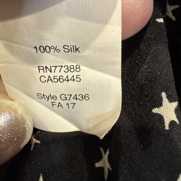 Madewell XL Black & White Star Blouse 100% Silk EUC - Picture 8 of 8
